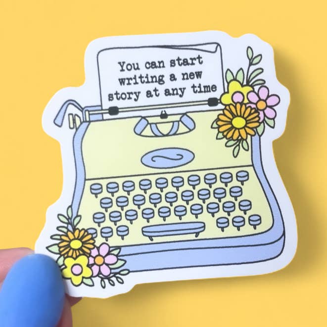 Typewriter Sticker - Start a New Story for wholesale by Sunshine Lane
