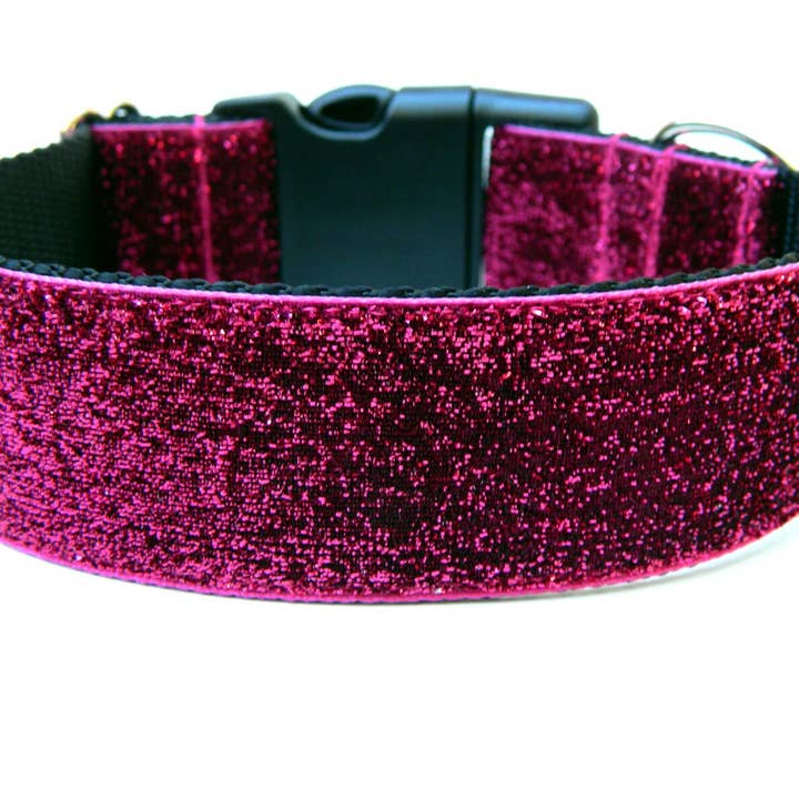Glitter Dog Collar 1" or 1.5" Pink Dog Collar for wholesale by Wagologie