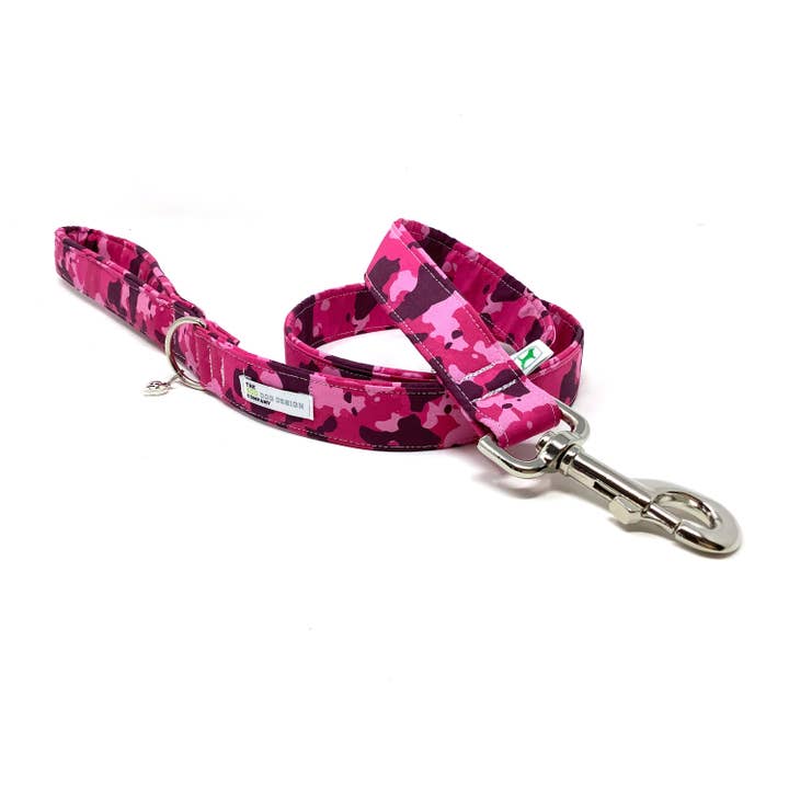 Pink Camouflage Padded Handle Dog Lead, Pink Camo Leash for wholesale by EcoDogDesigns