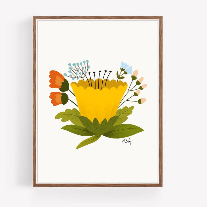 Buttercup - blomster illustration print for engroshandel hos Annie Bailey Art