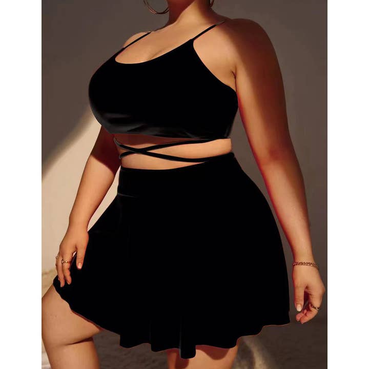 Black Sexy Plus Size Bikini 3/Set - High Waist Swimsuit_CWMW0213 for wholesale on Faire1