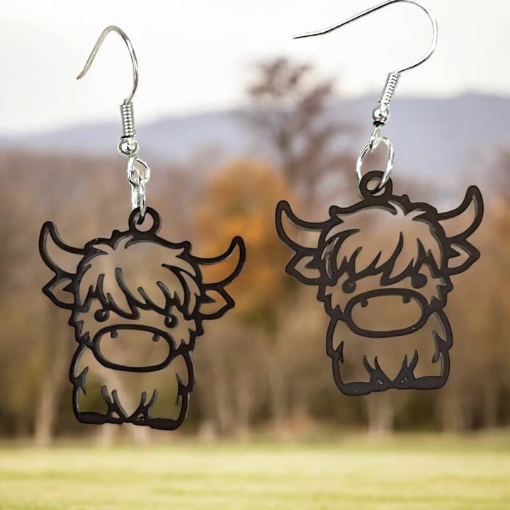 Highland Cow earrings for wholesale by Y'all-ternative