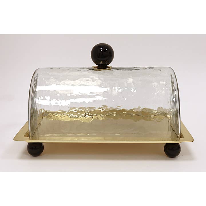 CLASSIC TOUCH DECOR INC. - Wholesale Cake Stand - Rectangle Cake Dome Gold with Ball Knob - 10.2"L6