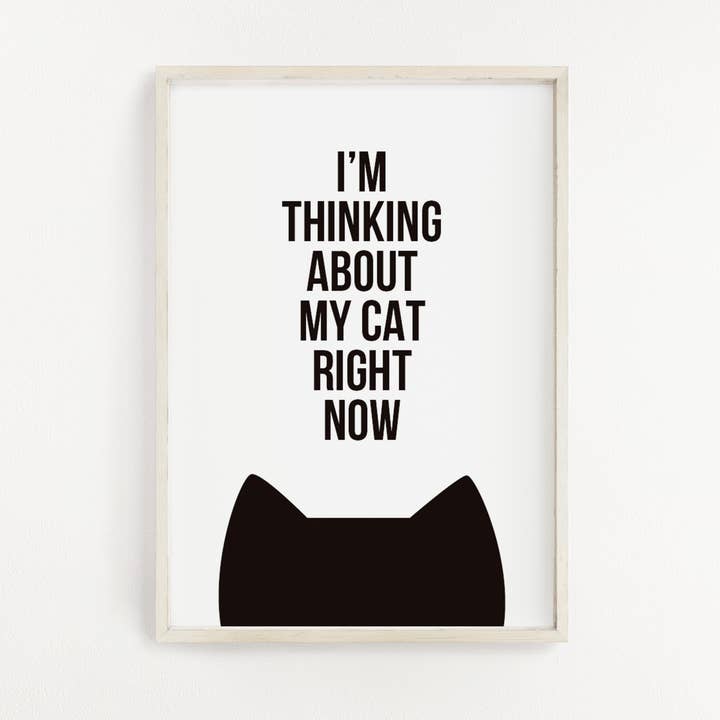 Thinking about my cat(s) A4 print for wholesale by Purple Tree Designs