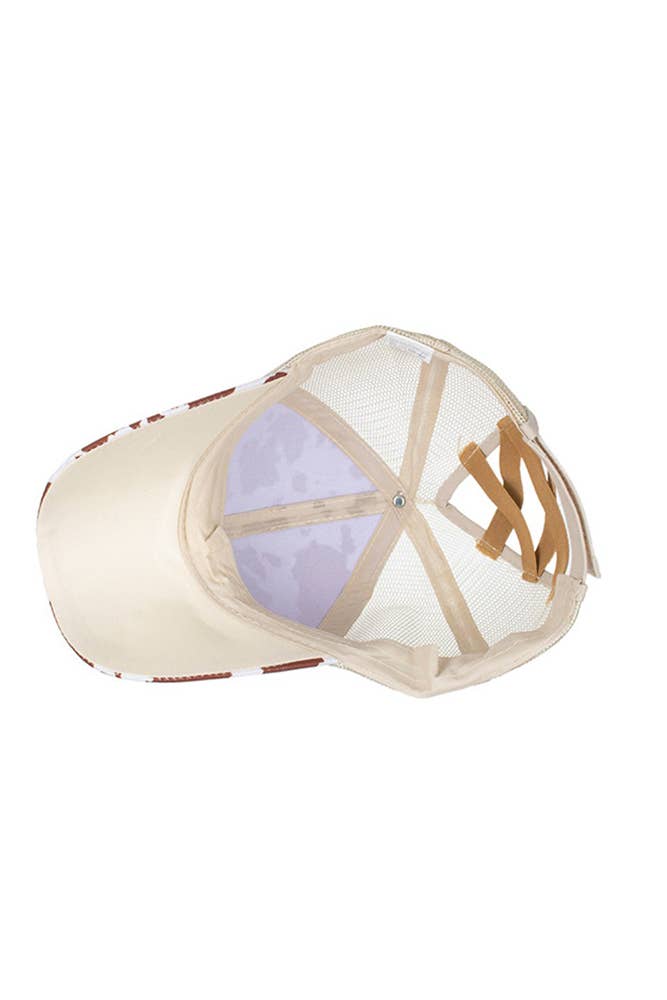 UNISHE - Wholesale Honkbalpet - Dames - Western honkbalpet met koeienprint ZMM0143