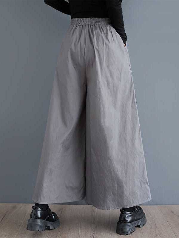 VividLux - Wholesale Pants - Women's - Loose Wide Leg Elasticity Flower Print Pockets Culotte Pants11