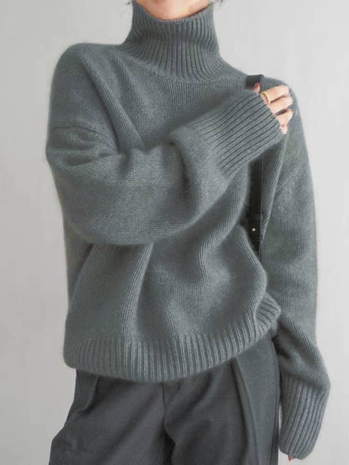 Rosa Clothing - Wholesale Knit Sweater - Women's - Soft Slouchy Turtleneck Knitted Sweater