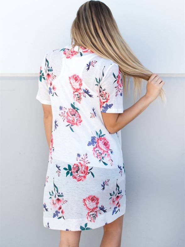 Tickled Teal – Engroshandel Cardigan - Dame – Blomstret kortærmet gennemsigtig strik cardigan5