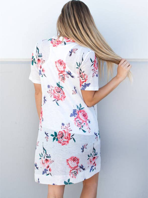 Tickled Teal – Engroshandel Cardigan - Dame – Blomstret kortærmet gennemsigtig strik cardigan5