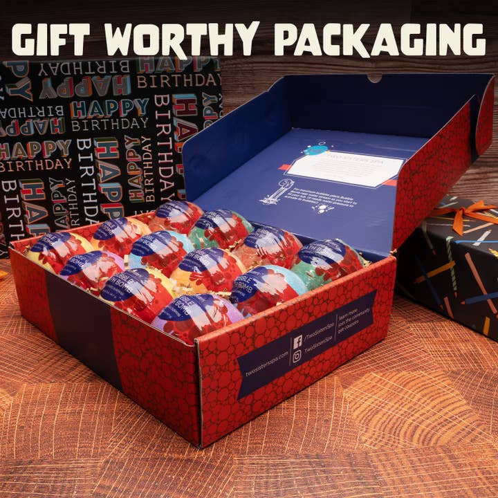 Two Sisters Spa - Wholesale Bath Bomb/Fizz - Superhero Kids Bath Bombs Gift Set with Toys Inside – 12 Pack6