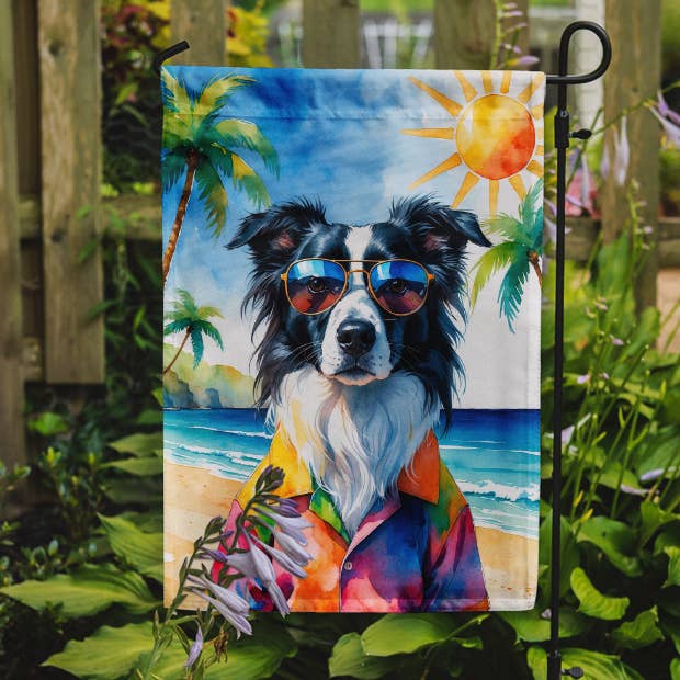 Border Collie Sommer Strandtid Haveflag DAC8259 for engroshandel hos Caroline's Treasures