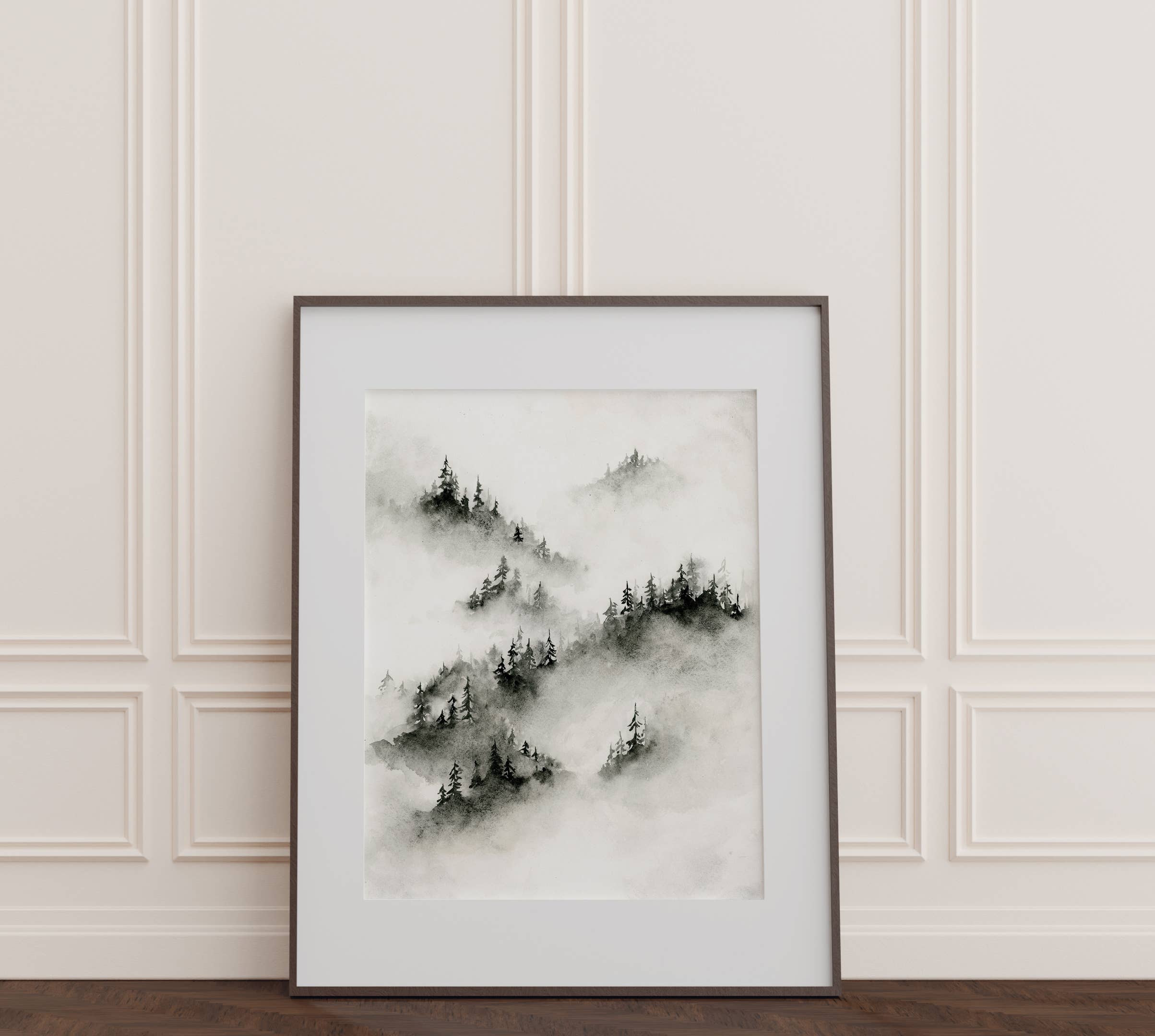 Sarah Jane Studio Art - Wholesale Art Print - Foggy Trees Watercolor Print1
