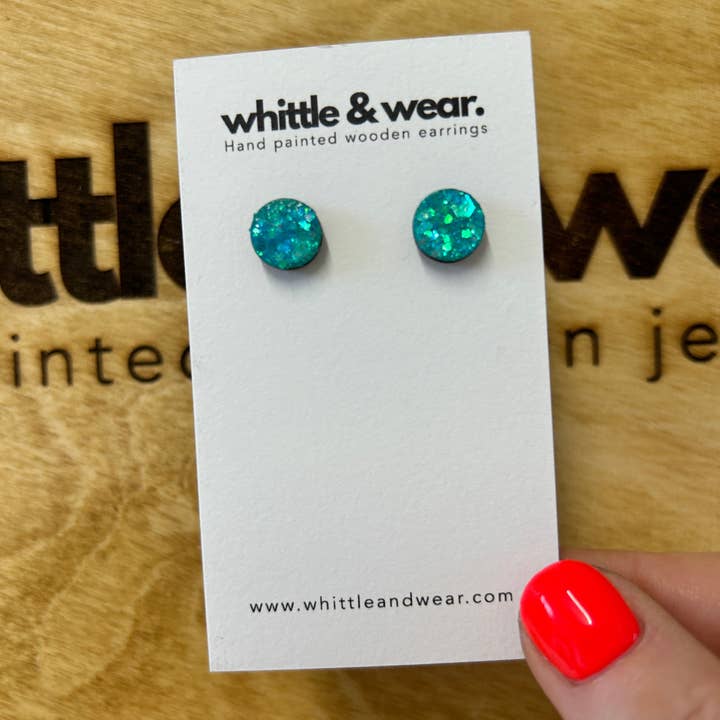 Glittrande stud - turkos för wholesale av Whittle and Wear