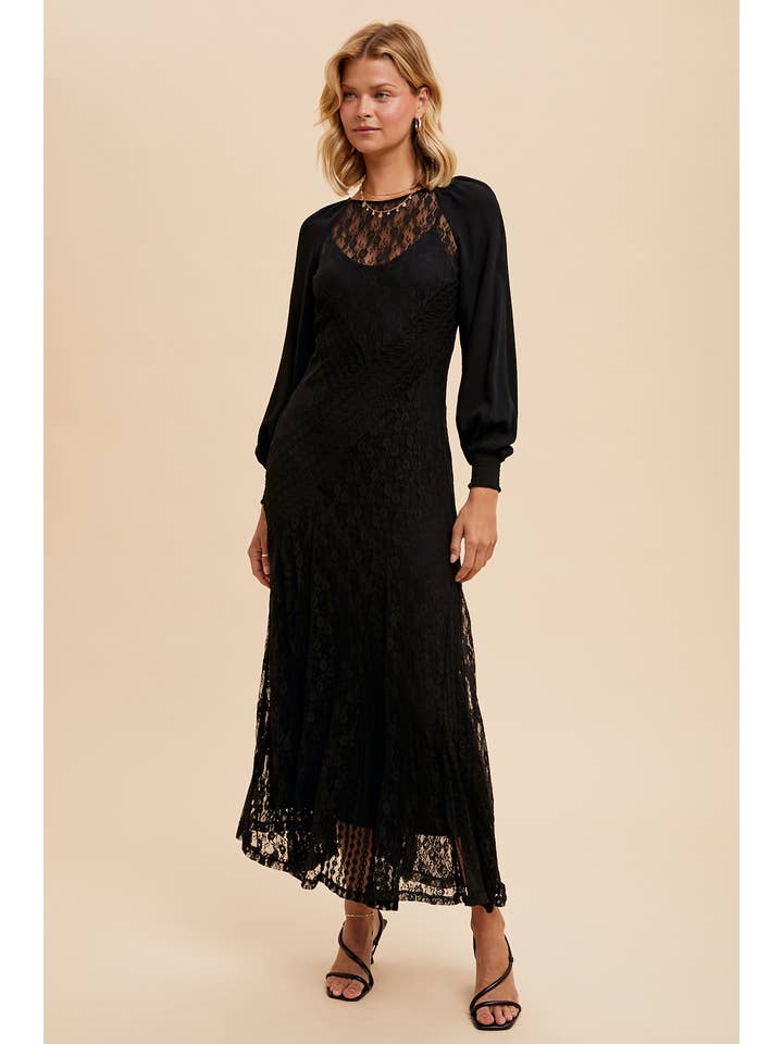 In Loom - Wholesale Dress - Women's - RAGLAN VINTAGE LACE PANELED DRESS