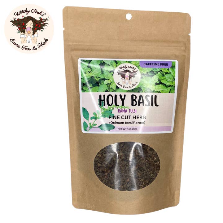 Witchy Pooh's Exotic Teas & Herbs - Venta al por mayor Tés a granel - Té de Albahaca Sagrada de Witchy Pooh - Rama Tulsi, Hoja Suelta