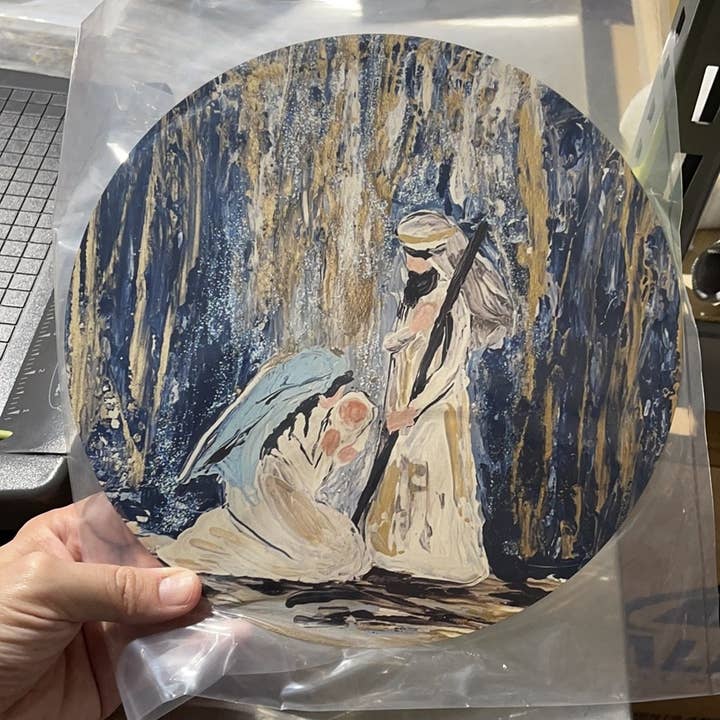 Segno di corona, presepe rotondo da 25,4 cm - Immagine dipinta a mano - per la vendita all'ingrosso da parte di DecoExchange