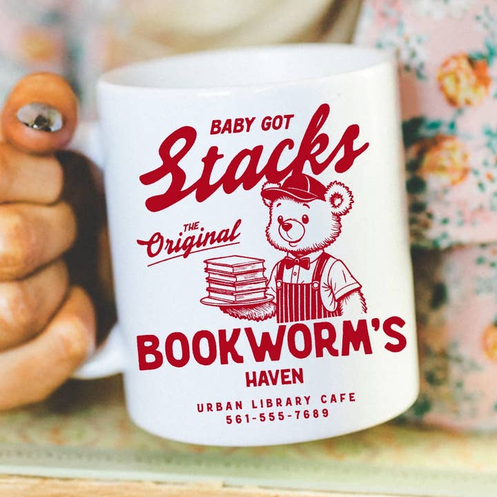 Baby Got Stacks Original Bookworm Mug for wholesale by Ace the Pitmatian Co