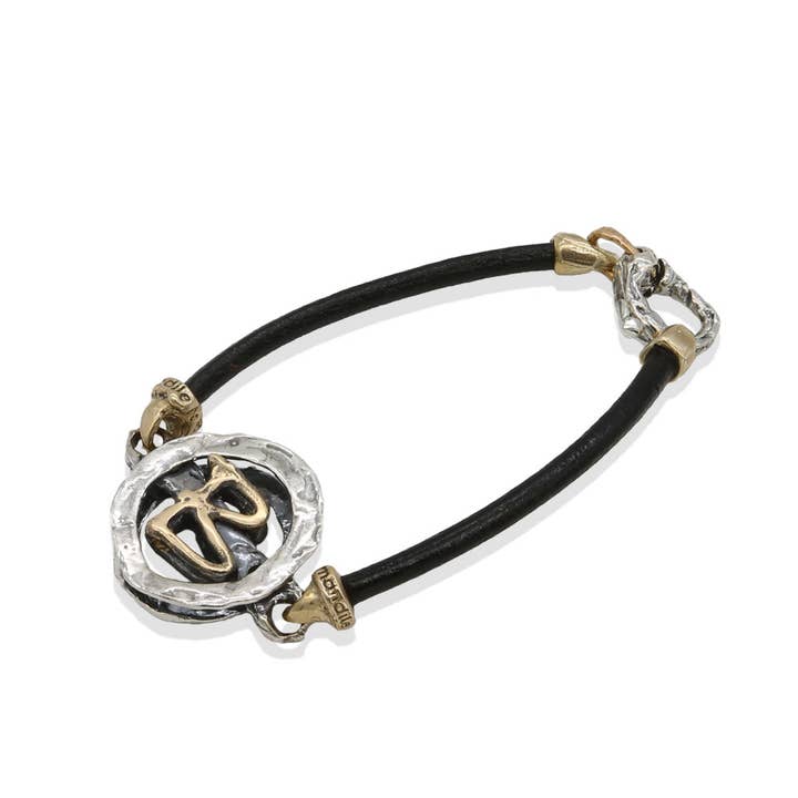 Bracelet lettré unisexe en bronze argenté 925 - BA122 pour la vente par Mandile Gioielli