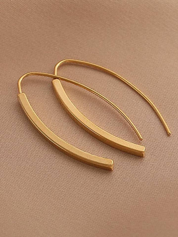 Pendientes de aro de acero inoxidable impermeable chapados en oro de 18 quilates - 7196 para venta al por mayor de Mia Accessories