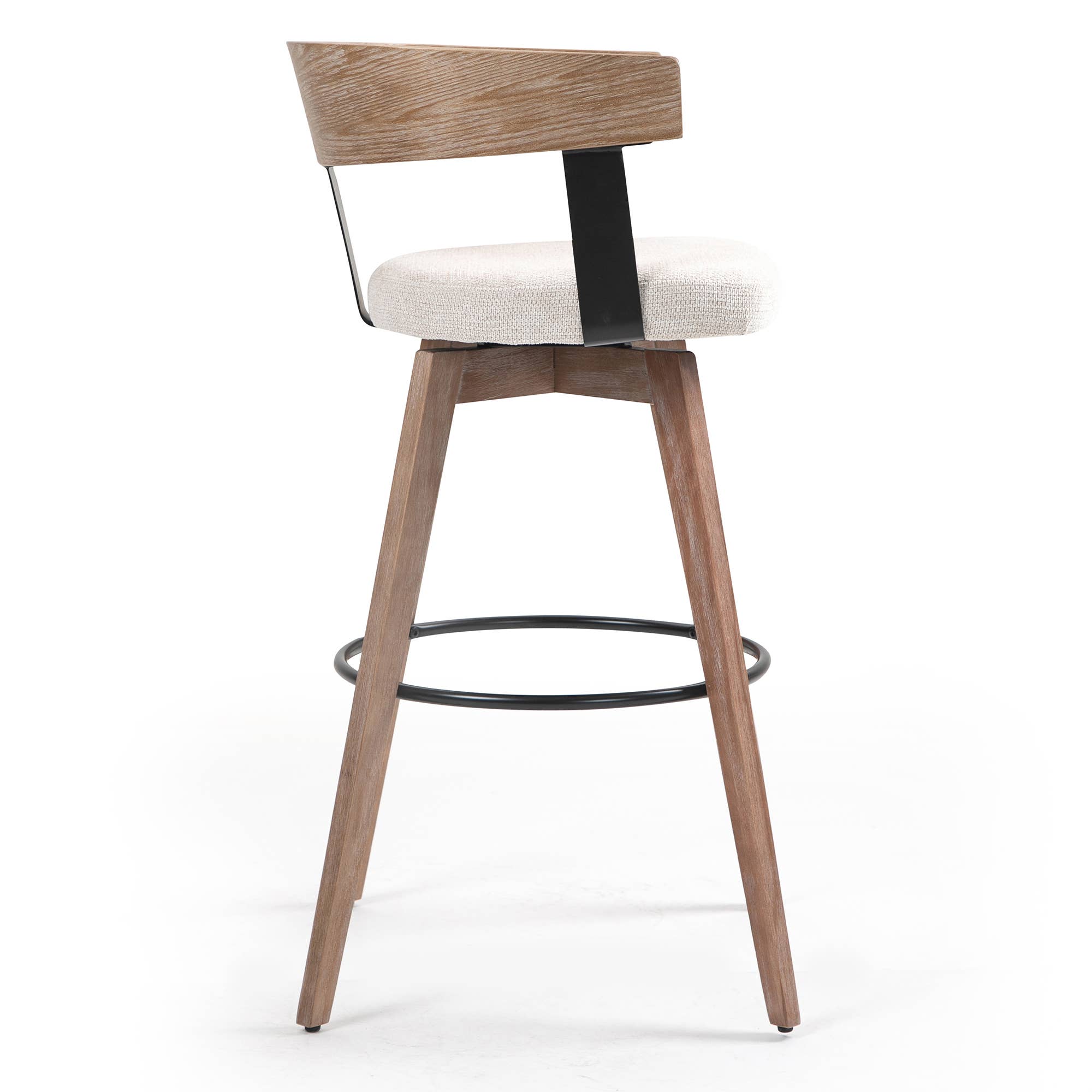 Glamour Home - Wholesale Stool - Beck Beige Linen Fabric Bar Stool with Natural Wood2