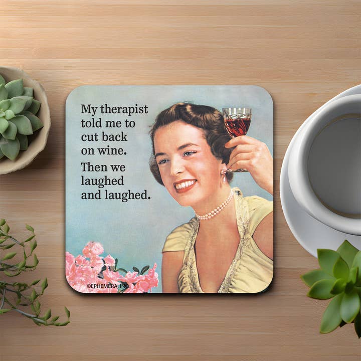 High Cotton Gifts - Wholesale Coasters - Cut back on wine Coaster1