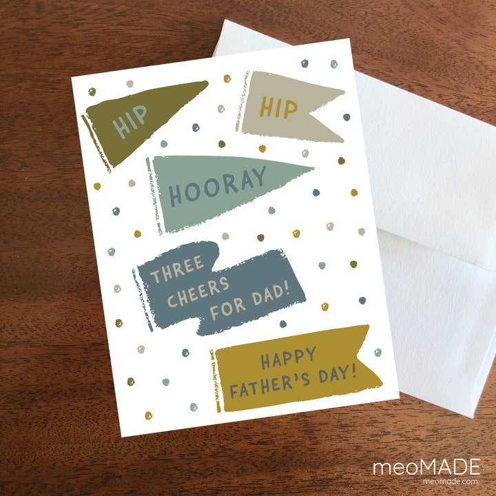 meoMADE - Wholesale Father's Day Card - Father's Day Three Cheers For Dad Greeting Card2