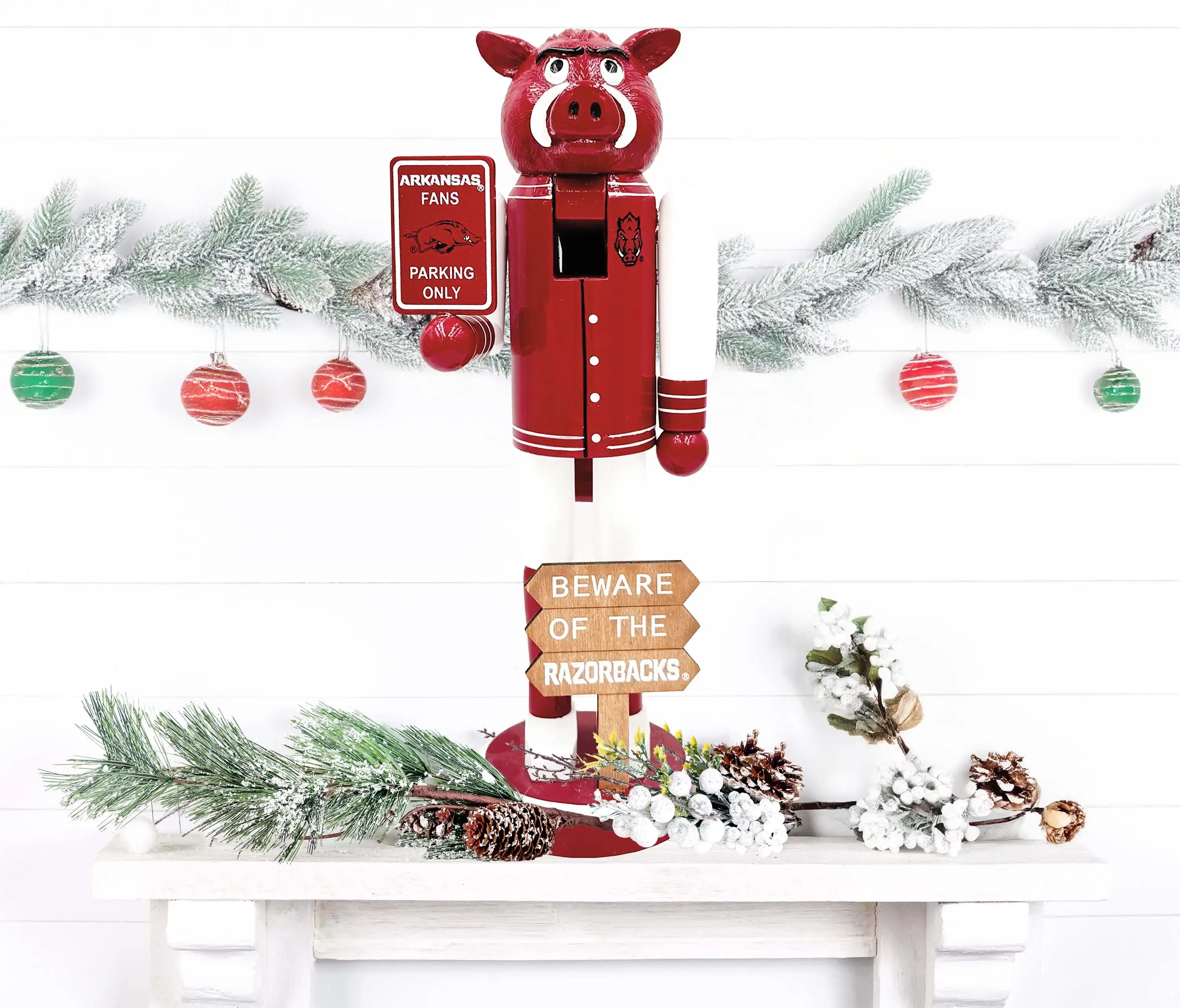 Santa’s Workshop Inc. - Wholesale Holiday Nutcracker - 12" Arkansas Beware of Razorbacks Nutcracker3