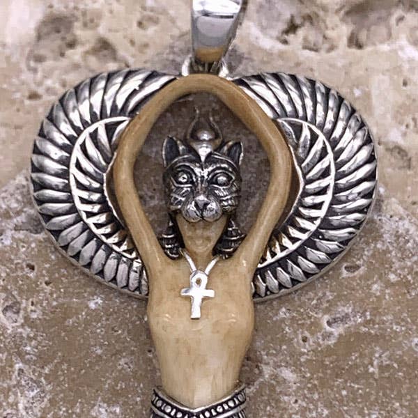 Goddess Design Studio - Wholesale Individual Charm/Pendant - Sterling Silver Bastet, The Cat Goddess
