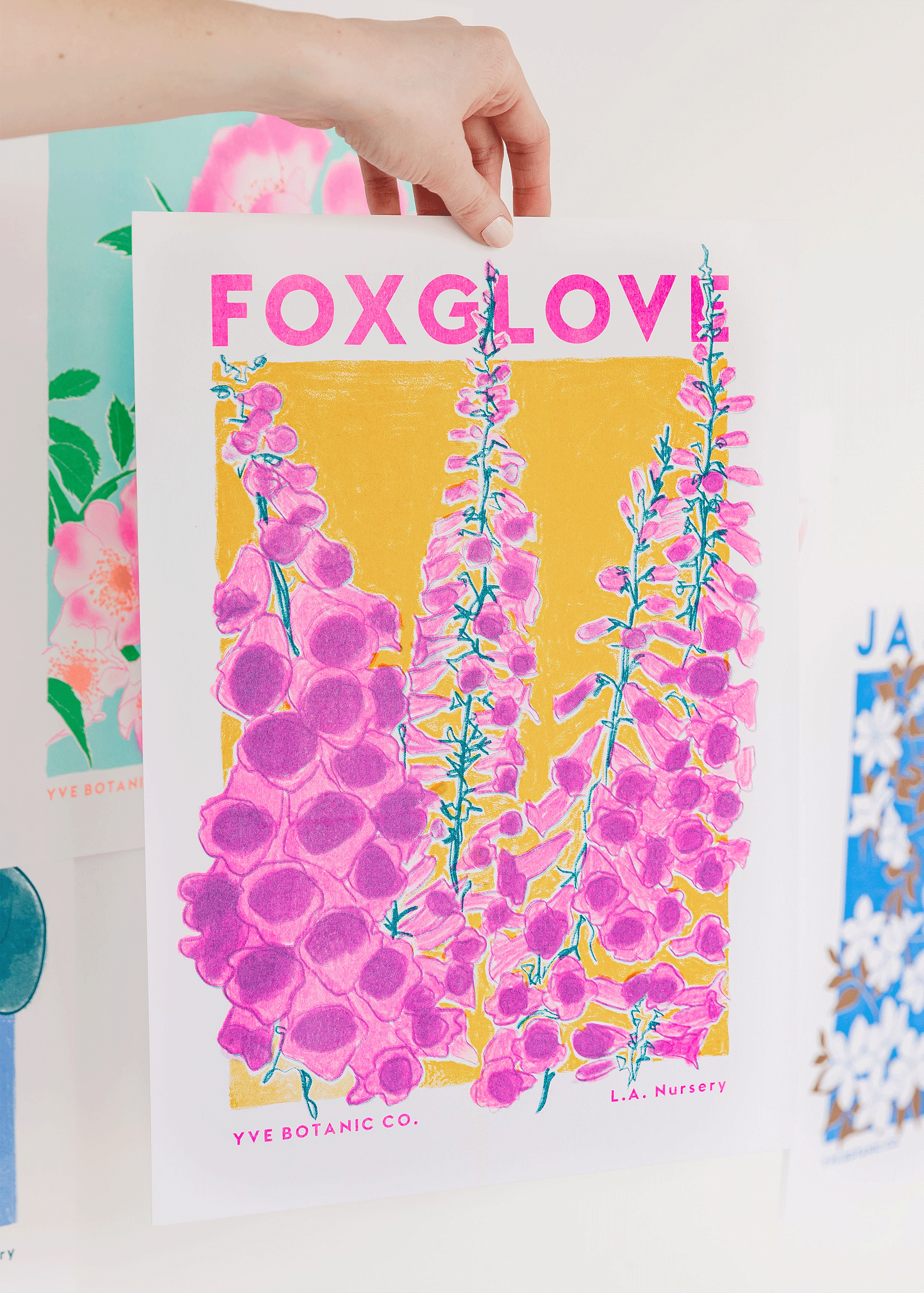 Eve Print Studio. - Wholesale Art Print - Foxglove Flower Risograph Print1