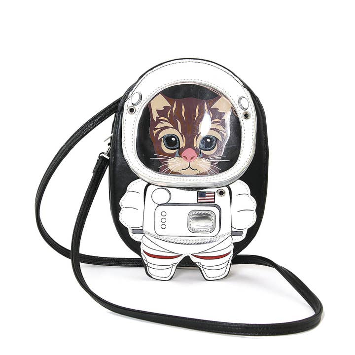 COMECO INC - Wholesale Crossbody Bag - Women's - Astronaut Cat Shoulder Crossbody Bag in Vinyl Material