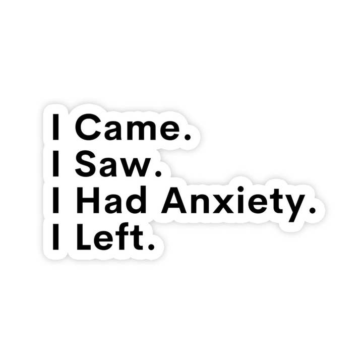 Sticker Bull - Wholesale Sticker - I Came, I Saw, I Had Anxiety, I Left Sticker, Funny Sticker, Meme Sticker, Vinyl Sticker for Laptop, Car Or Water Bottle, Quote Sticker