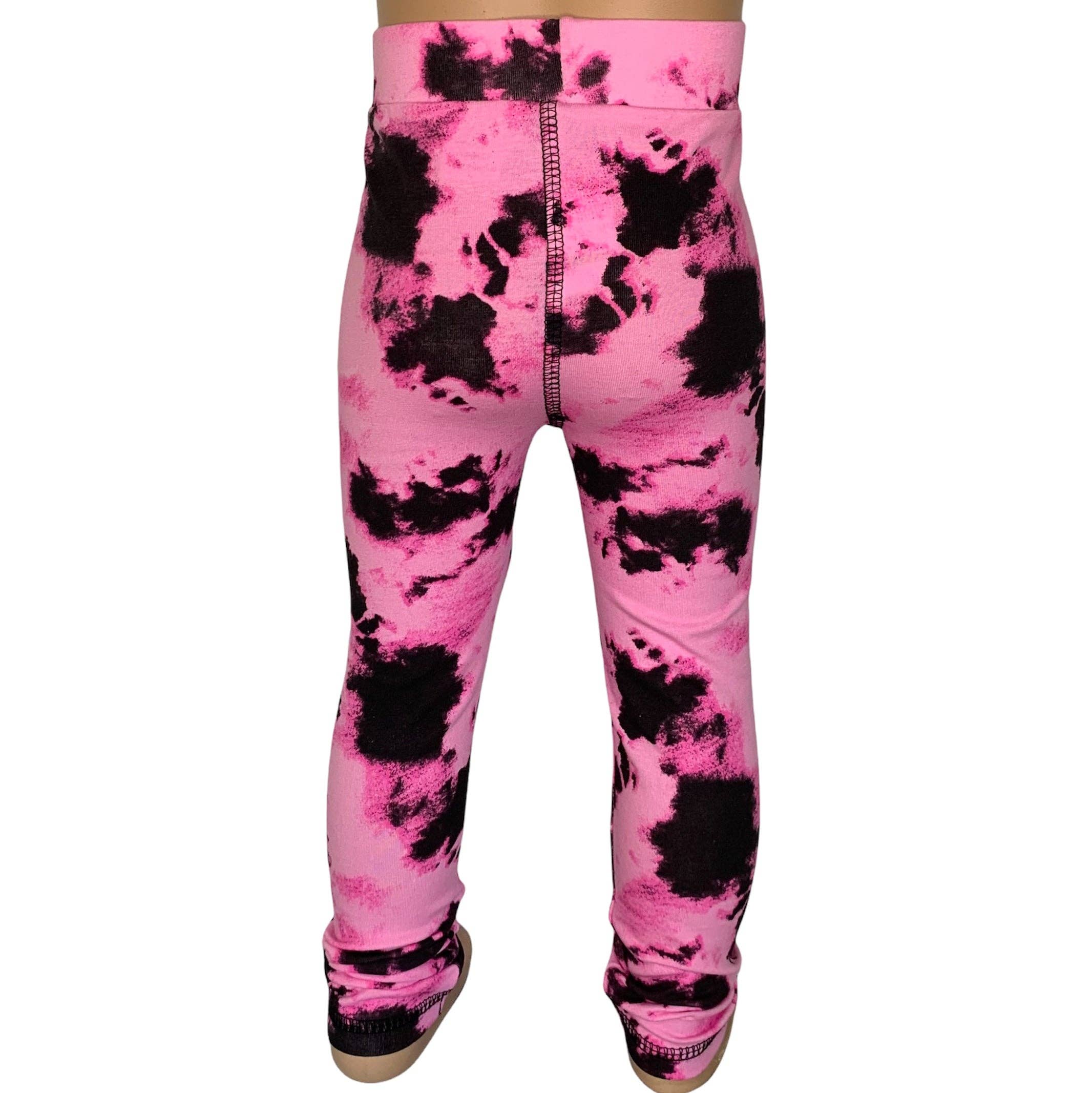 AnnLoren - Wholesale Fashion Leggings - Kids - AnnLoren Girls Leggings Black & Pink Tie Dye Kids Clothing1