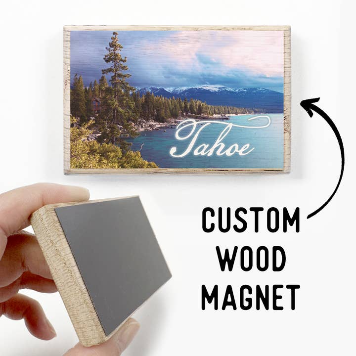 Lago Tahoe - Magneti da Frigo in Legno - Personalizzati per Qualsiasi Lago per la vendita all'ingrosso da parte di Hangout Home