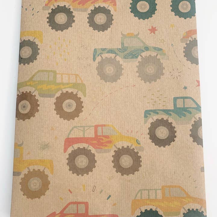 PlanetWrapIt โ wholesale Wrapping paper roll โ Big Truck Recycled Kraft Wrapping Paper Gift Wrap3