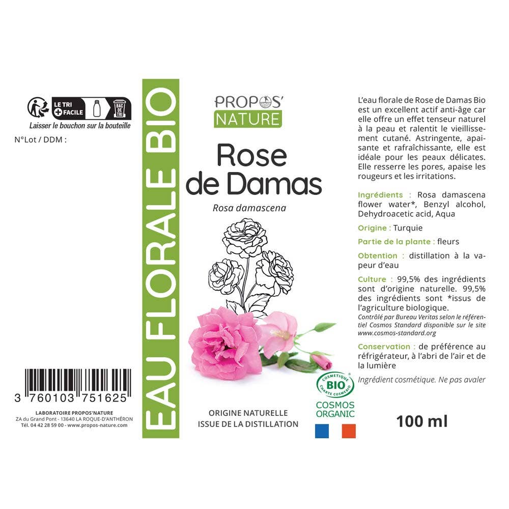 Propos'Nature – wholesale Face & body mist/water – Organic Damask Rose Hydrosol - Floral Water - 100ml5