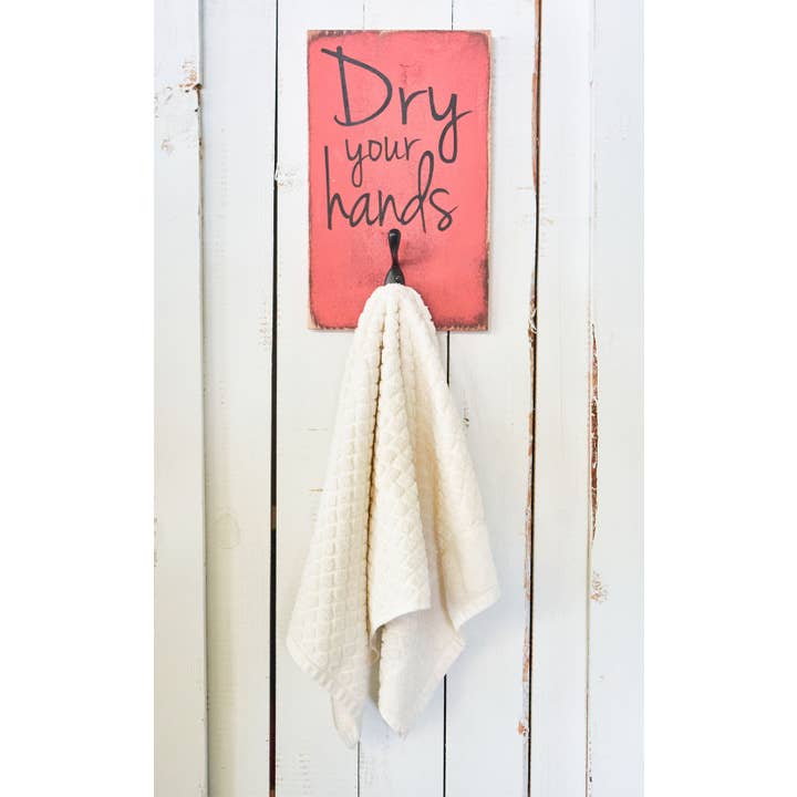 Sec Your Mains Porte-serviette pour salle de bain pour la vente par Red Roan Signs