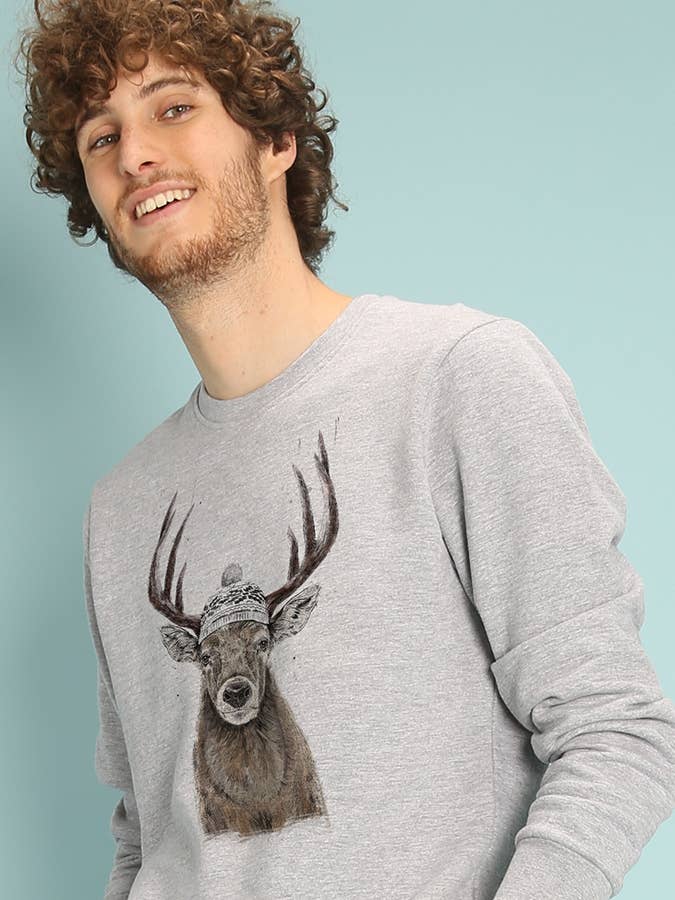 LET'S GO OUTSIDE herresweatshirt i grå China for engroshandel hos Wooop