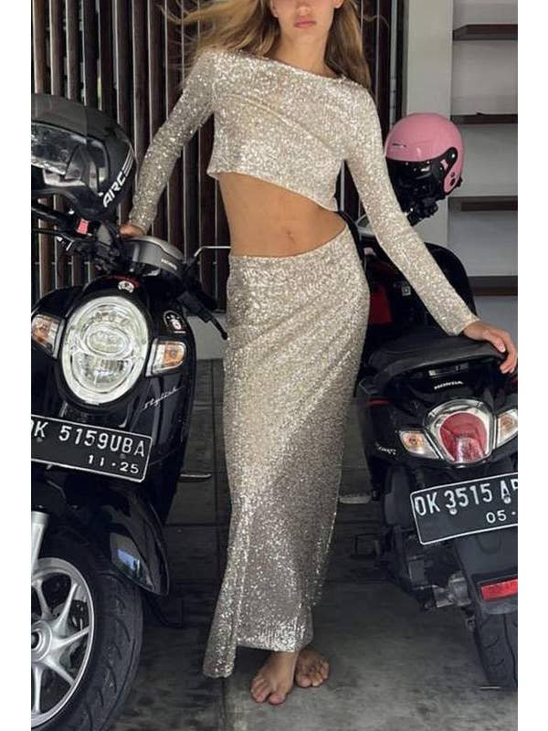 Queen Fashion - Wholesale Rok - Dames - lange rok met pailletten13