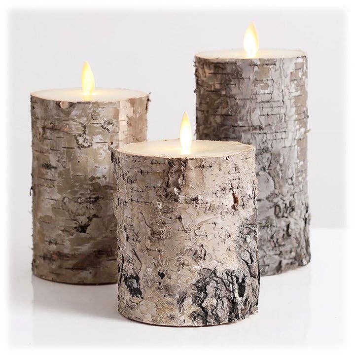 Will's Company - Wholesale Flameless Candle - LED Wax Candles Wrapped in Natural Bark with Remote – Set/31