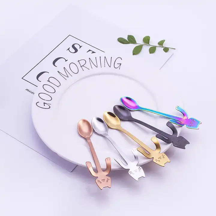 Sostraw & SmartThings - Wholesale Table Spoon (Cutlery) - Cat Spoon - For Tea, Coffee or Dessert - 4 colors3