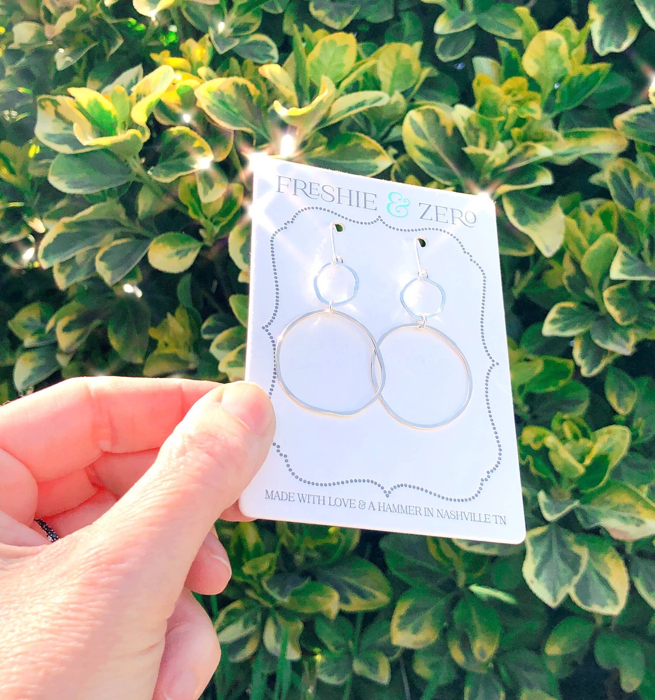 Freshie & Zero - Wholesale Dangle Earrings - Uplift Golden Organic Circles Mixed Metal Dangle Earrings2