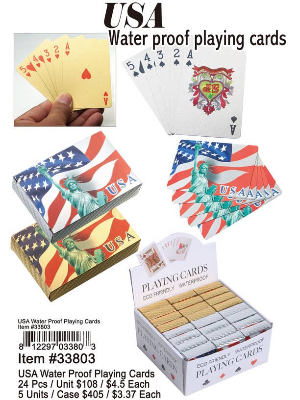 USA Water Proof Playing Cards for wholesale by Puka Creations