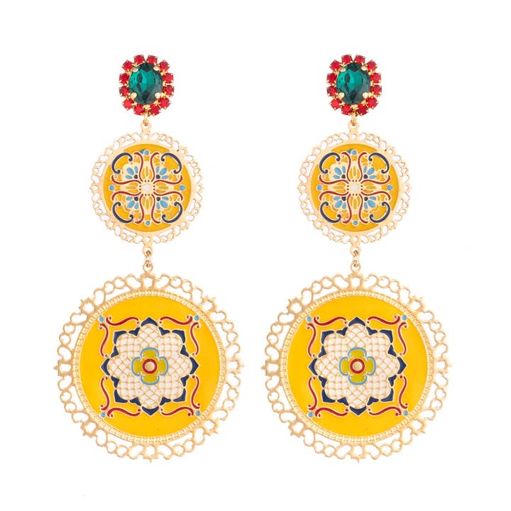 Maiolica Circle gule øreringe for engroshandel hos Principessa Glam