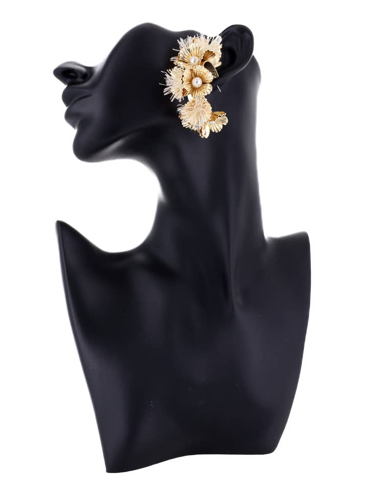 Josephine Hoop Earrings - Gold, Pearl, Tassel, Handmade for wholesale by Rush Style