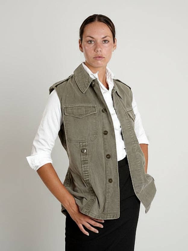 Vintage German Bundeswehr Moleskin Vest / Olive Green Grey / Unisex for wholesale by camoLOTS