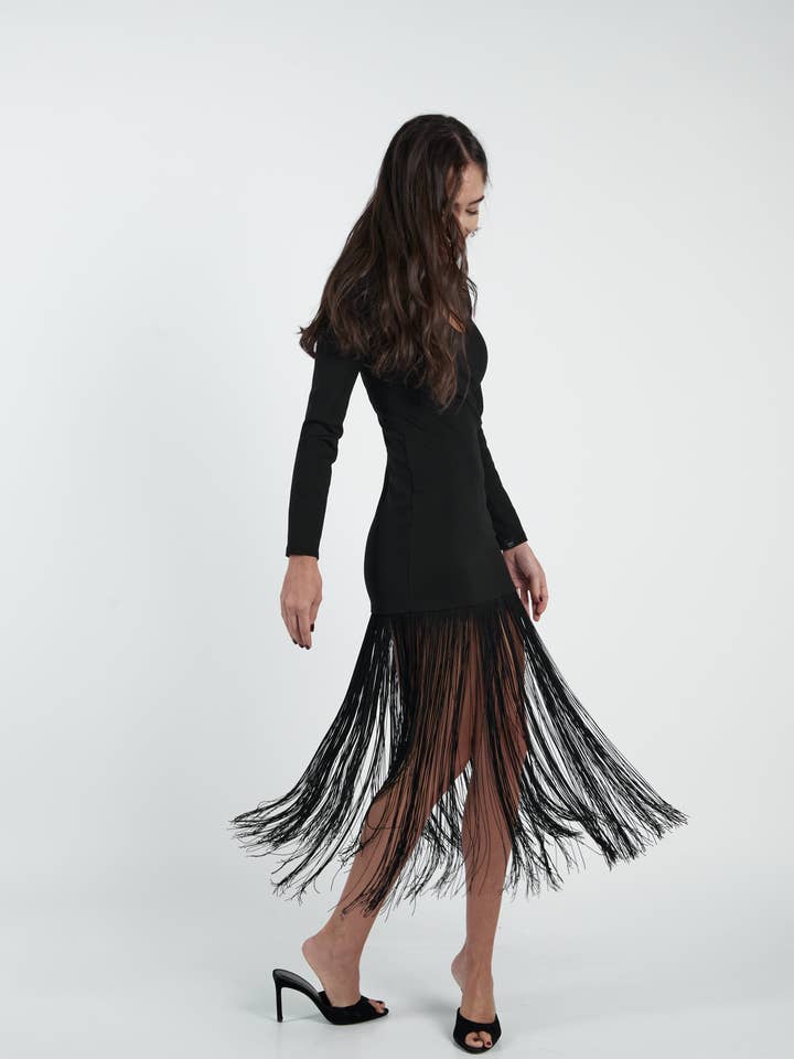 Fringed long dress for wholesale by VISS Madrid
