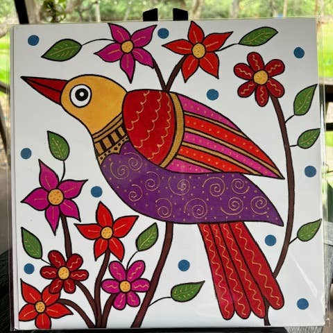 12x12 Mexican Folklore Fugletryk hvid for engroshandel hos Karen’s Cositas