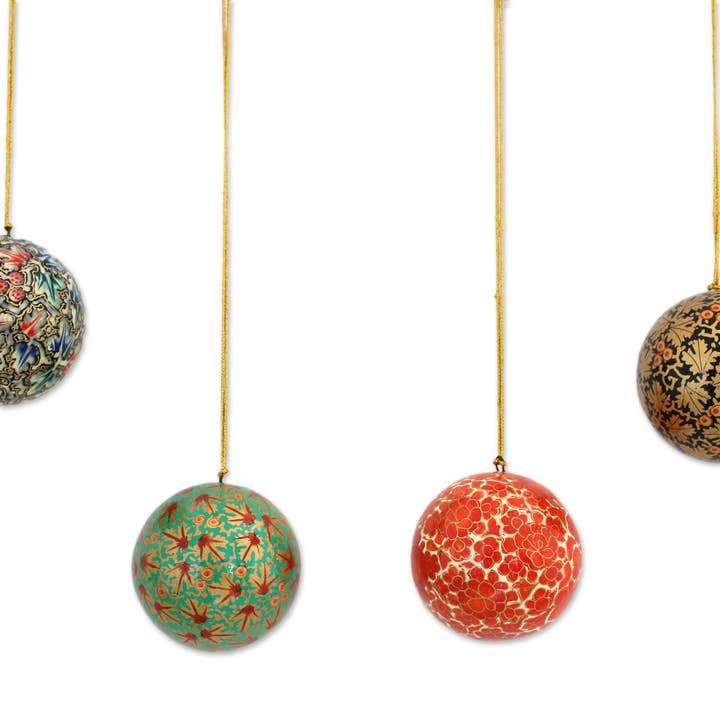 NOVICA - Wholesale Ornament Set - Alluring Baubles Papier Mache Ornaments (Set Of 4)2