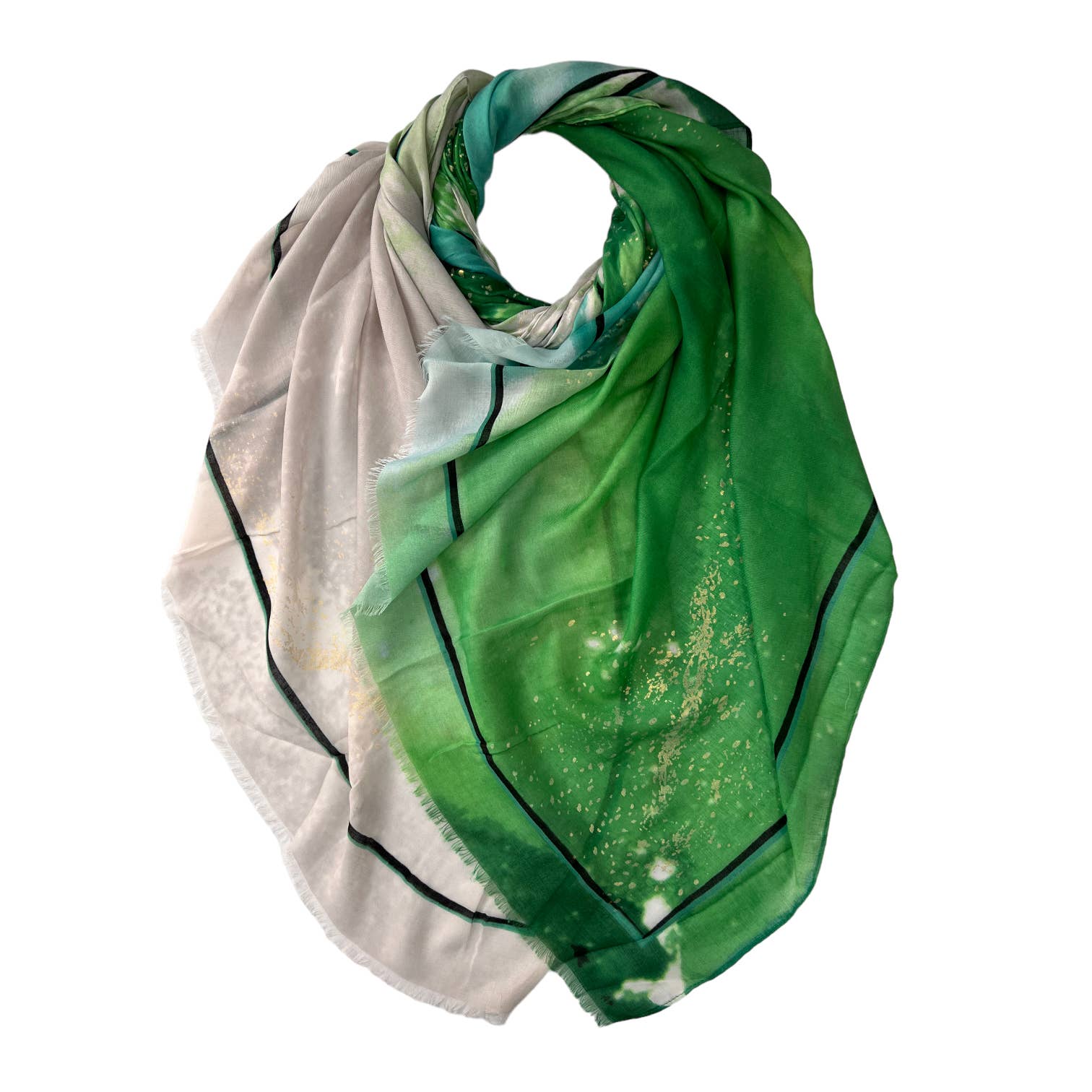 London Scarves – wholesale Halsduk - Dam – Ocean weave tryckt halsduk med guld och silver lappar3