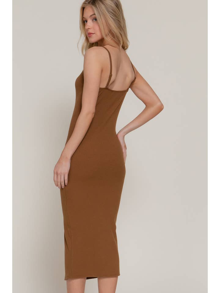 Active Basic | Active USA - Wholesale Jurk - Dames - Cami midi-jurk met knoopsluiting en rib14